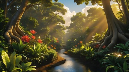 tropical forest in the morning