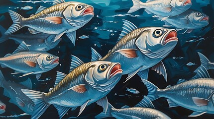 set of tropical fishes