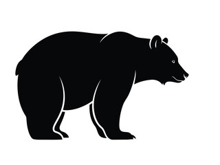 Fototapeta premium Black silhouette of a bear standing, vector illustration