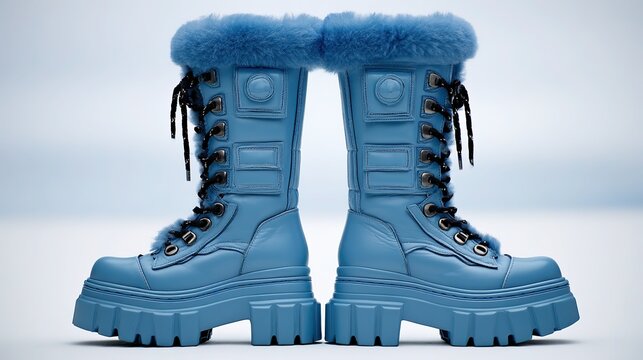 E-commerce app icon: light-blue snow boots white-bg high-sat, dark-mode safe, high-CTR winter market