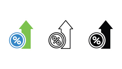 Financial growth and success represented by rising percentage graph and arrow.