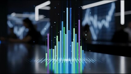 Abstract digital data visualization with charts and graphs in dark office - Powered by Adobe