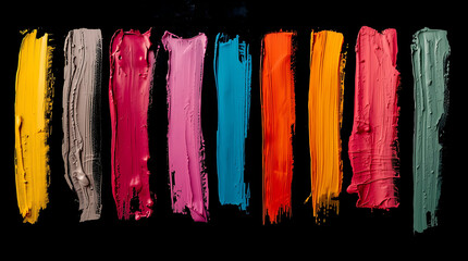 Abstract artwork featuring colorful vertical paint strokes against a black background.