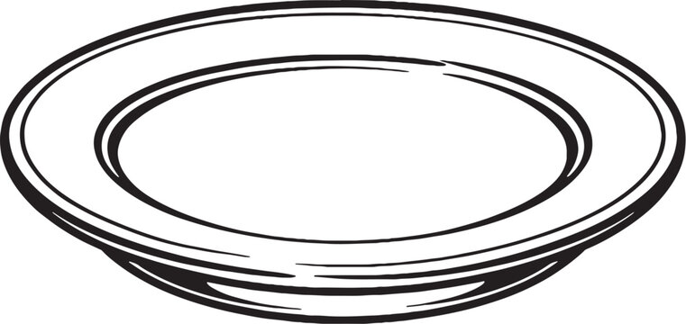 Paten Plate Line Art Illustration, Church Communion Dish eps