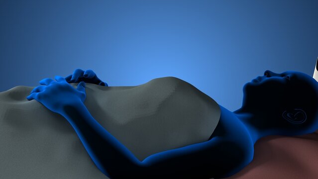 CT machine wtih human body in room anatomy. 3d illustraions