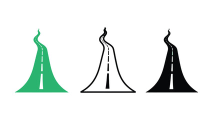 Three stylized abstract roads leading upwards, symbolizing journey and progress