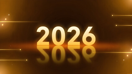 Golden 2026 New Year celebration background with shiny lights