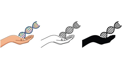 Hand holding DNA helix, symbolizing life, science, and discovery