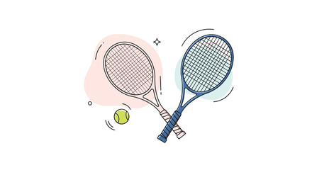 Crossed tennis rackets with a green ball and abstract background elements suitable for sports club and competition branding.