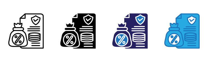 Tax Icon Multi Style Vector Illustration