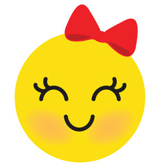Cute  girly emoji  vector cartoon illustration