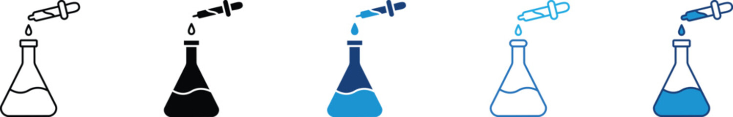Obraz premium Lab flask icon set in multiple styles