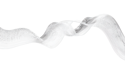 White Wavy Ribbon with Loop isolated on a transparent background