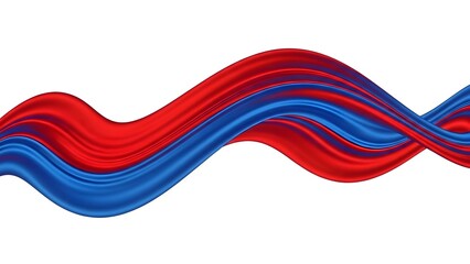 Vibrant red and blue wavy ribbon design on white background