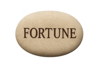 Fortune word inscribed on a flat stone