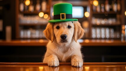 Groundhog day pup celebrates st patrick's irish luck with green hat