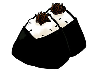 昆布おにぎりのイラスト （海苔・筆タッチ） シンプル / Hand-drawn Kelp Rice Ball (Onigiri)