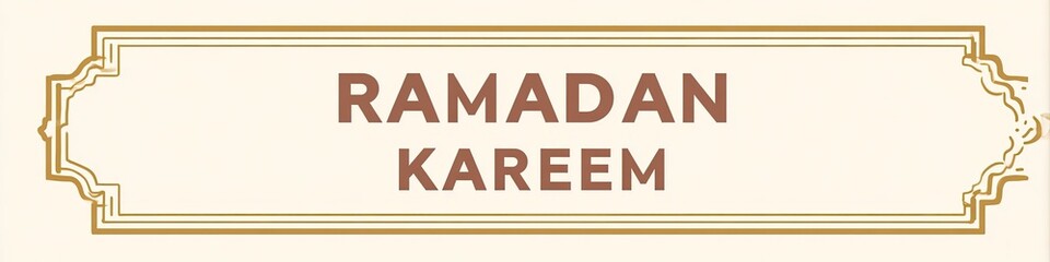 Ramadan Kareem message in brown letters, within a golden-framed rectangle