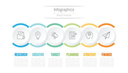 Infographic 6 options design elements for your business data. Vector Illustration.