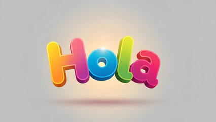 Friendly Spanish greeting word in a colorful style