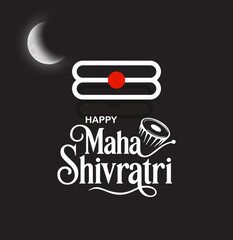 happy maha shivratri festive card with crescent moon and tilak