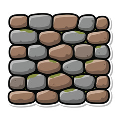 Fototapeta premium A cartoon depiction of a stone wall, illustrated with different-colored, irregular blocks