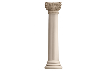 Corinthian column structure representing strength and classic support on transparent background