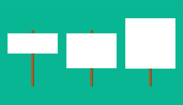 Protest sign blank board. protest concept. blank advertising banner, messages, ads. empty space for text. vector illustration