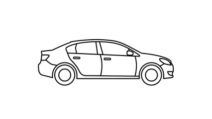 Minimalist black line drawing of a modern vehicle