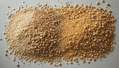 Variety of Whole Grains and Seeds Displayed on a Natural Surface in Earthy Tones