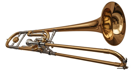 Brass musical instrument with a long sliding tube