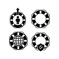 Lifebuoy Icon Set &ndash; Safety and Rescue Symbols in Minimal Style