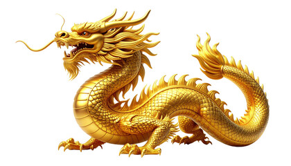 Fototapeta premium Chinese new year golden dragon isolated on white background