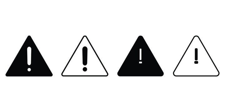 Warning Triangle Icon with Exclamation Mark &ndash; Hazard Alert Symbol, Flat Vector for UI, Web & Safety Signs