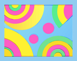 Obraz premium Vibrant colorful abstract geometric shapes pattern on blue background