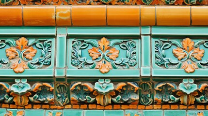 Colorful architectural ceramic tile design.