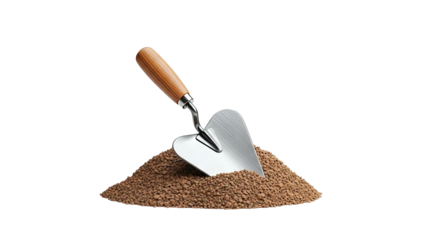 Trowel digging into a pile of soil