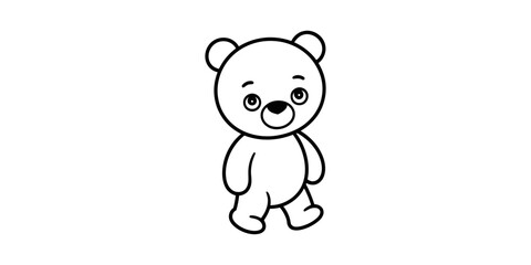 Fototapeta premium Cute cartoon teddy bear walking on a white background Vector, illustration