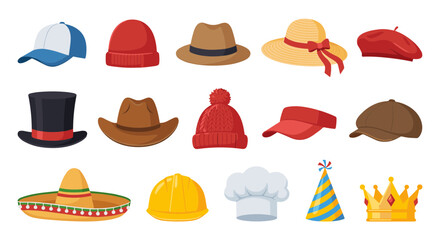 Collection of Various Hats and Headwear for Different Occasions and Styles