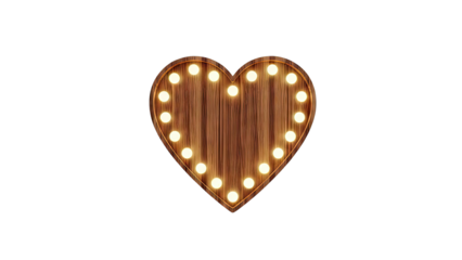 Wooden Heart Marquee Sign with Lights