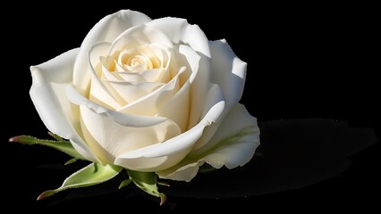 A pure white rose gracefully unfurling evokes serenity and timeless beauty brightly lit on