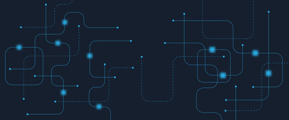 Obraz premium Abstract digital AI circuit board background with tech icons. Digital technology motherboard texture design. Engineering circuit board concept for poster, header, banner, website, presentation
