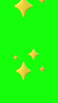 Stars cartoon 3d animation on green screen.