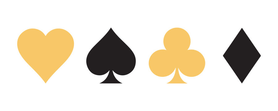 Heart, spade, club, and diamond. Modern geometric icons representing playing card suits. This is a vector set of card symbols.