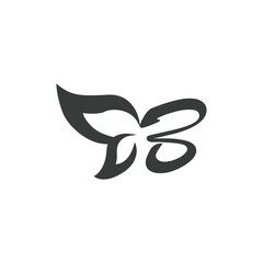 B butterfly logo design simple