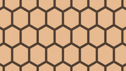 Seamless geometric hexagon pattern with brown lines on transparent background