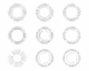 set of grey circular line art designs on white background