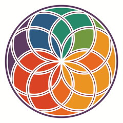 Prismatic Layered Circle Logo with Colorful Spectrum