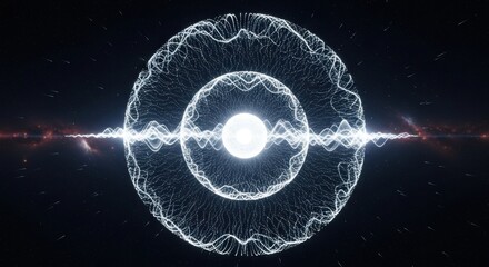 Close up Bright glowing particle 3d sphere in the Universe