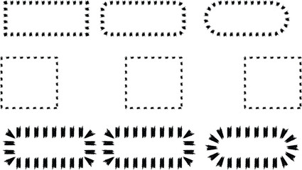 A collection of dotted line shapes including squares rectangles and a curved line design high quality